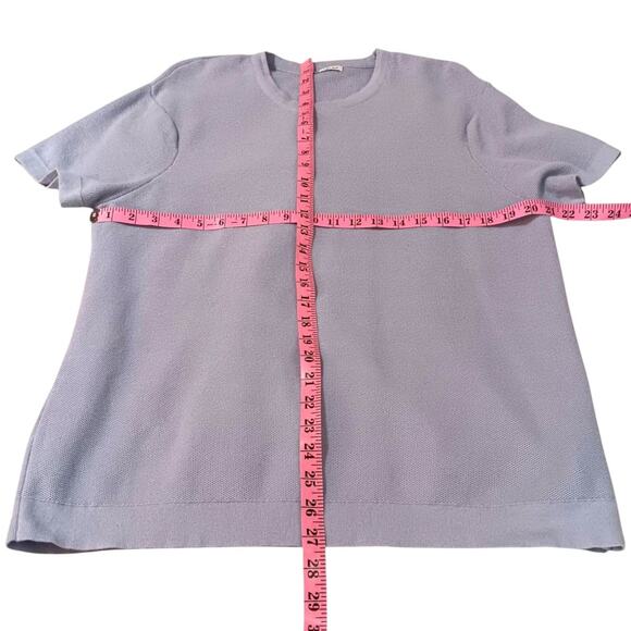 ZARA Textured Knit 2 Piece Set Pants Short Sleeve Top Size L Stretch Blue Purple - Picture 8 of 14